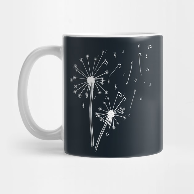 Dandelion Minimalist Musical Note Black and White by Tobe Fonseca by Tobe_Fonseca